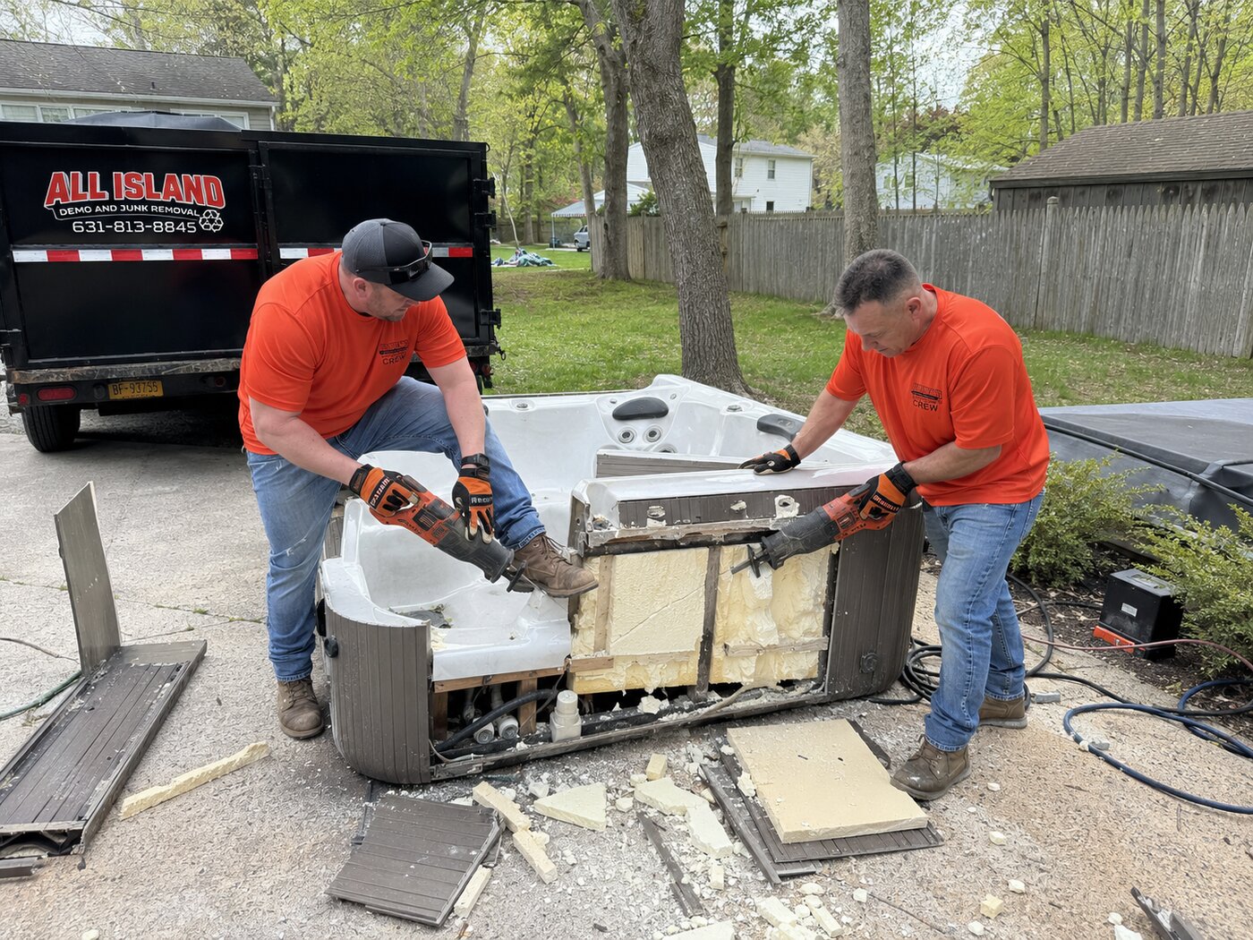 All Island crew on a hot tub removal job