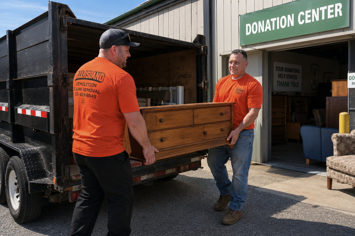 Loading donation items from estate cleanout for Long Island donation centers