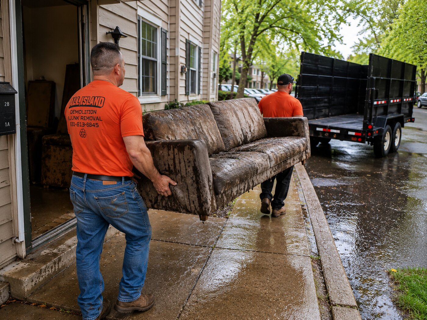 All Island crew on a Long Island water damage cleanup job